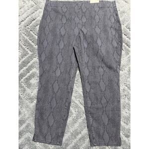 NYDJ Women's Alina Printed Pull On Skinny Ankle Jeans Side Slit Size 18W New